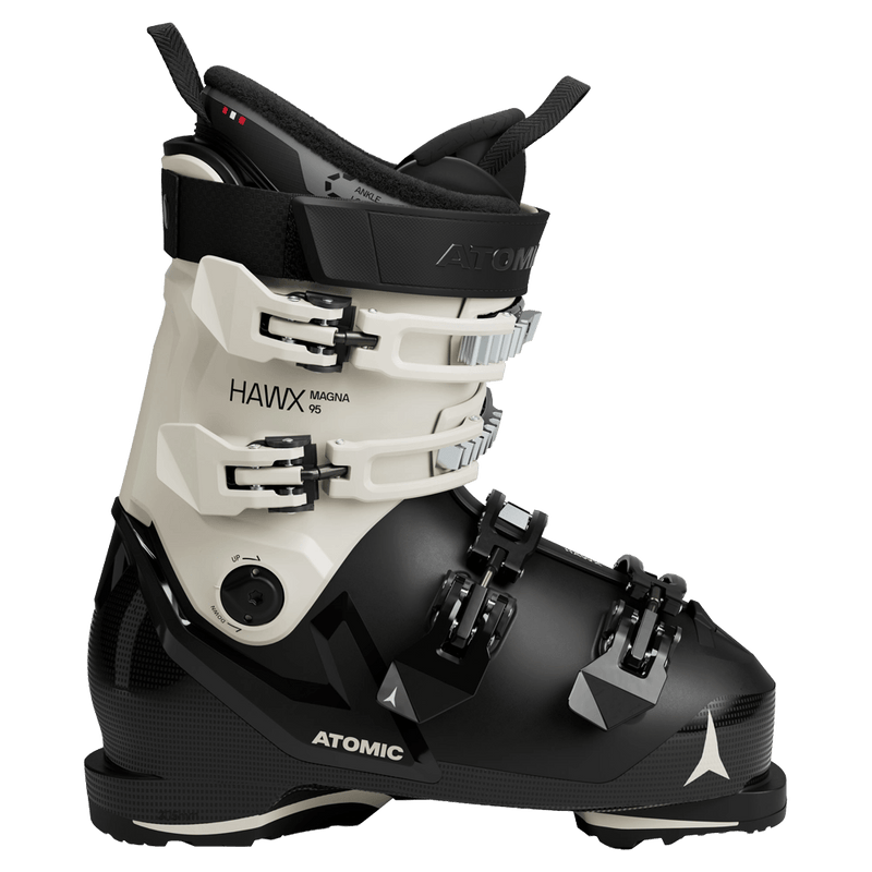Side view of the Atomic Hawx Magna 95 Ski Boots - Womens in Black Stone