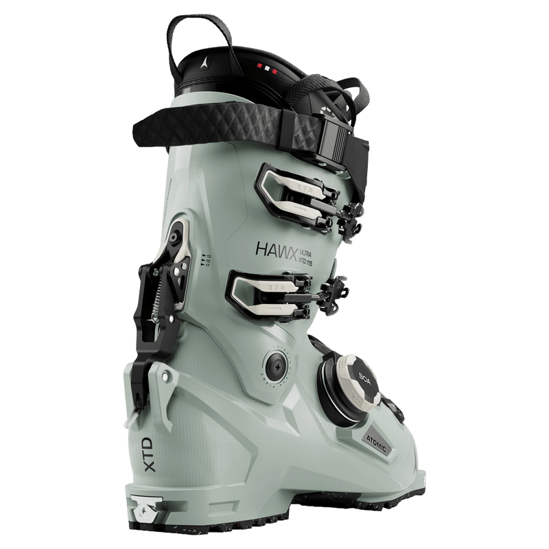 Rear view of the Atomic Hawx Ultra XTD 115 BOA Ski Boots for Women in Sage Black