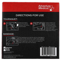 Back view of the Adventure Medical Tourniquet pouch in black and red with white informational writing.