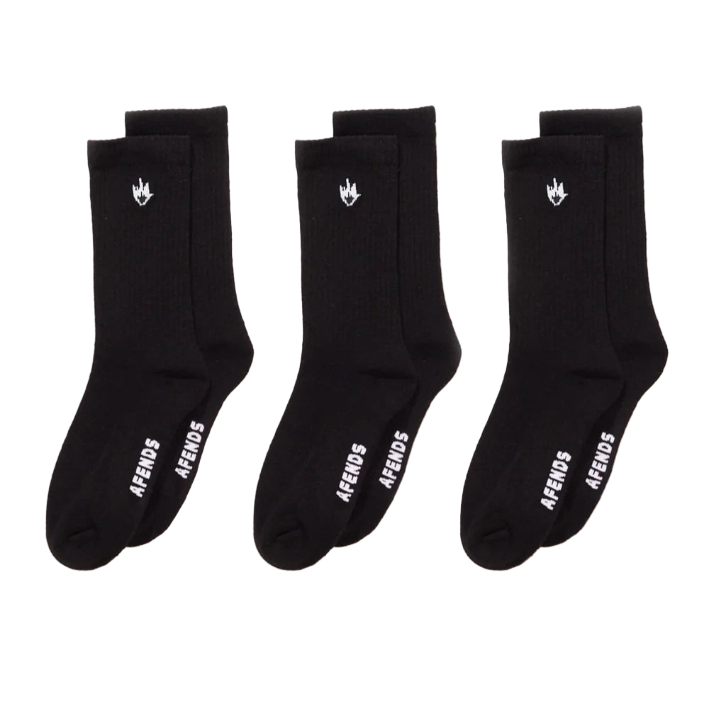 Afends Flame Socks Three Pack in black
