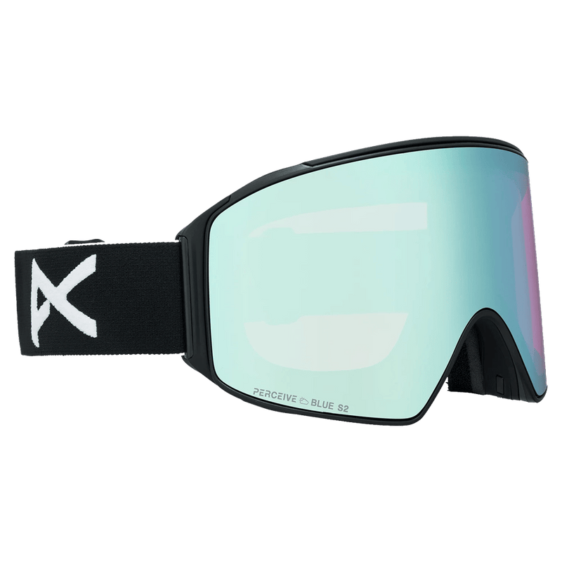 Main view of the Anon M4 Cylindrical Goggles in Black, Perceive Variable Blue lens, unisex model