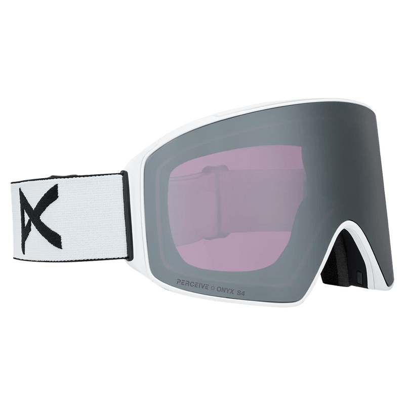 Main view of the Anon M4 Cylindrical Goggles in White, Perceive Sunny Onyx lens, unisex model