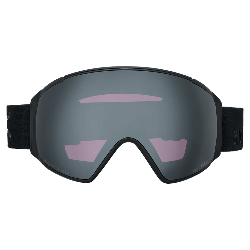 Front view of the Anon M4S Toric Low Bridge Goggles in Smoke, Perceive Sun Onyx lens, unisex model