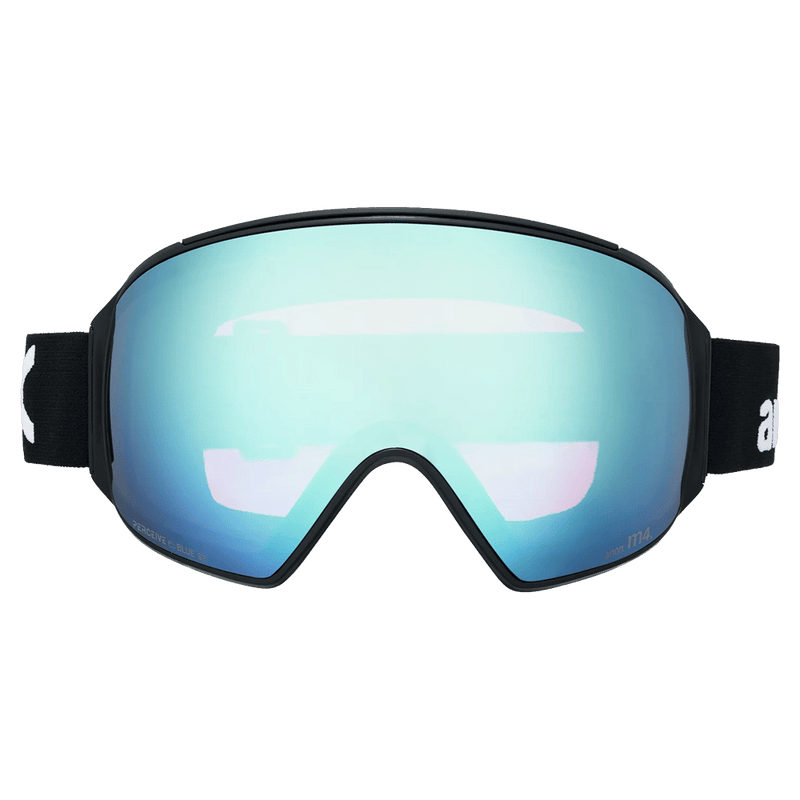 Front view of the Anon M4 Toric Goggles in Black, Perceive Variable Blue lens, unisex model