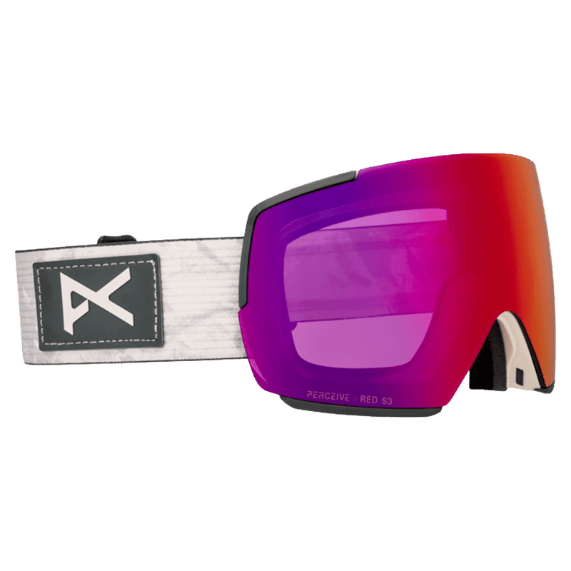 Main view of the Anon M5S Toric Low Bridge Goggles in Sediment, Perceive Sunny Red lens, unisex model