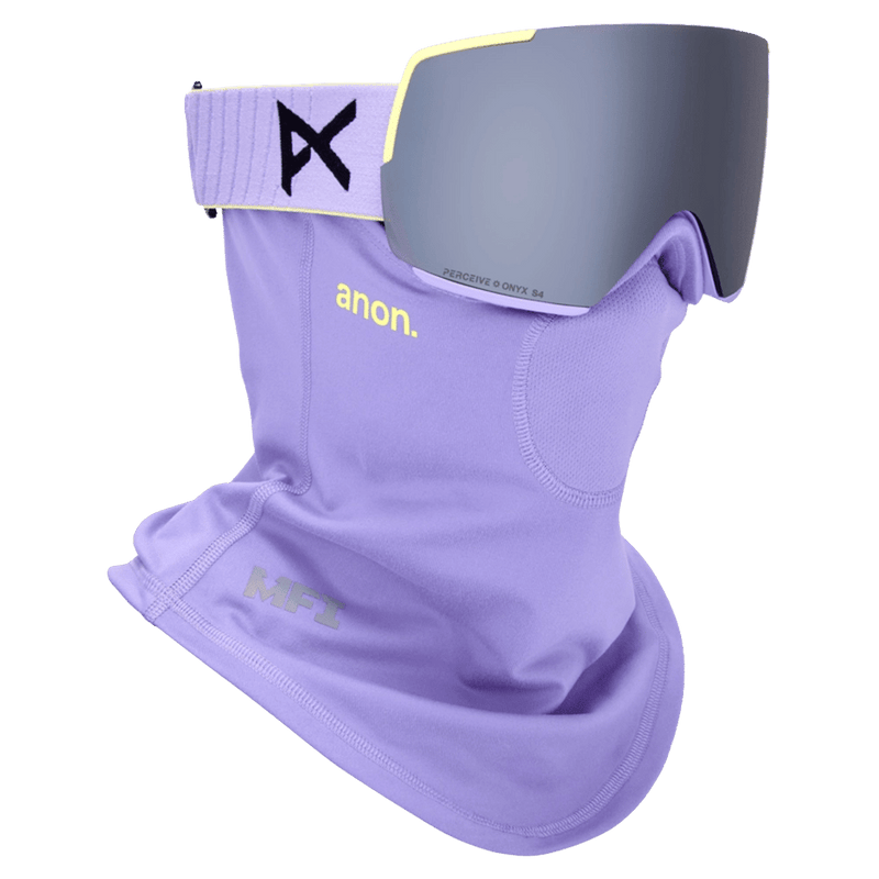 Face mask view of the Anon M5S Toric Goggles in Hyper Lilac, Perceive Sun Onyx lens, unisex model