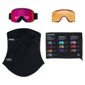 Accessories view of the Anon Nesa Goggles in Black, Perceive Sunny Red lens, unisex model