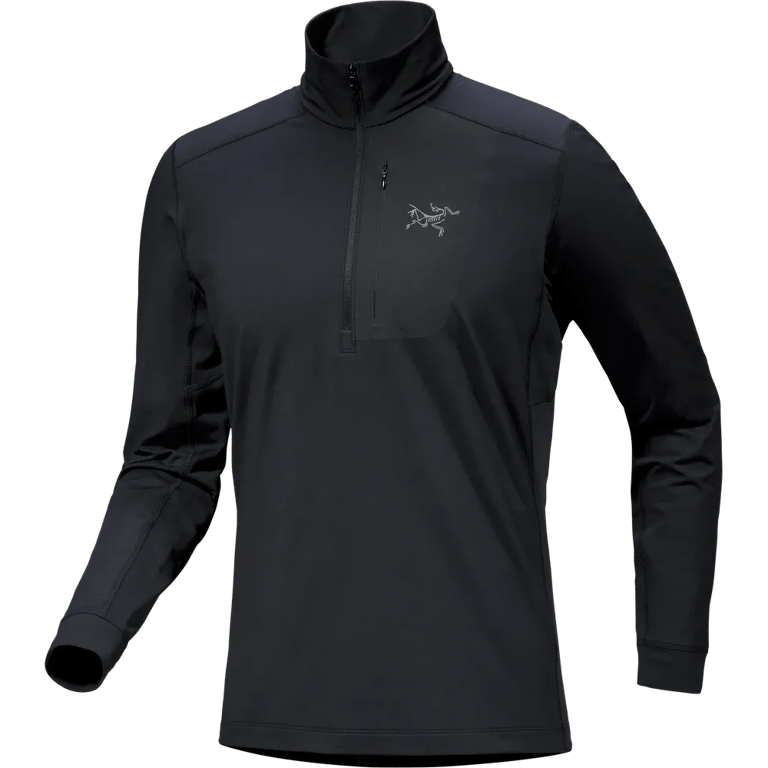 Product view of the Arcteryx Rho LT Zip Neck in Black