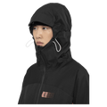 Hood view of the Armade Ansel 2L Shell Jacket in Black and Faded Rose colourway, unisex's model