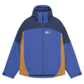 Main view of the Armade Ansel 2L Shell Jacket in Dazzler, Navy and Golden Brown colourway, unisex's model