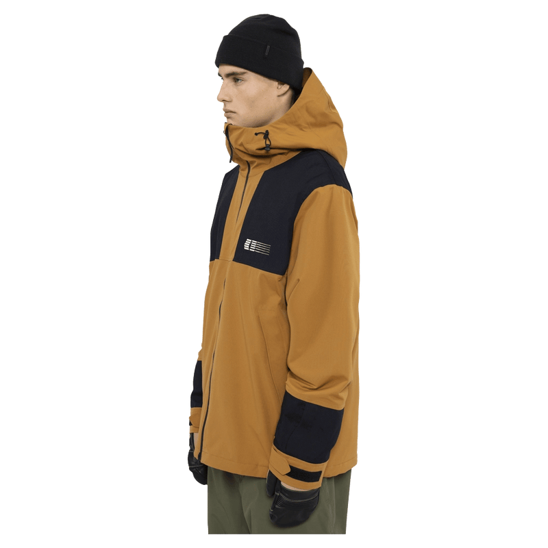 Side view of the Armada Bargs 2L Insulated Jacket in Dazzler colourway, unisex's model