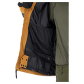 Pocket view of the Armada Bargs 2L Insulated Jacket in Dazzler colourway, unisex's model
