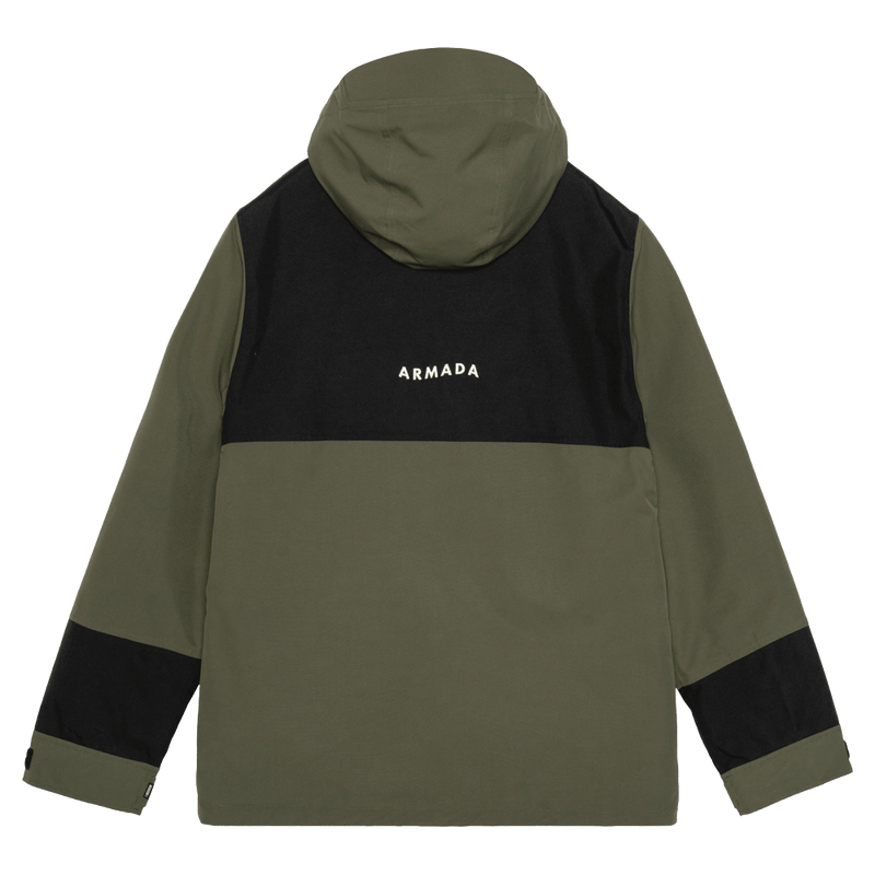 Back view of the Armada Bargs 2L Insulated Jacket in Olive colourway, unisex's model