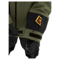Pass pocket view of the Armada Bargs 2L Insulated Jacket in Olive colourway, unisex's model