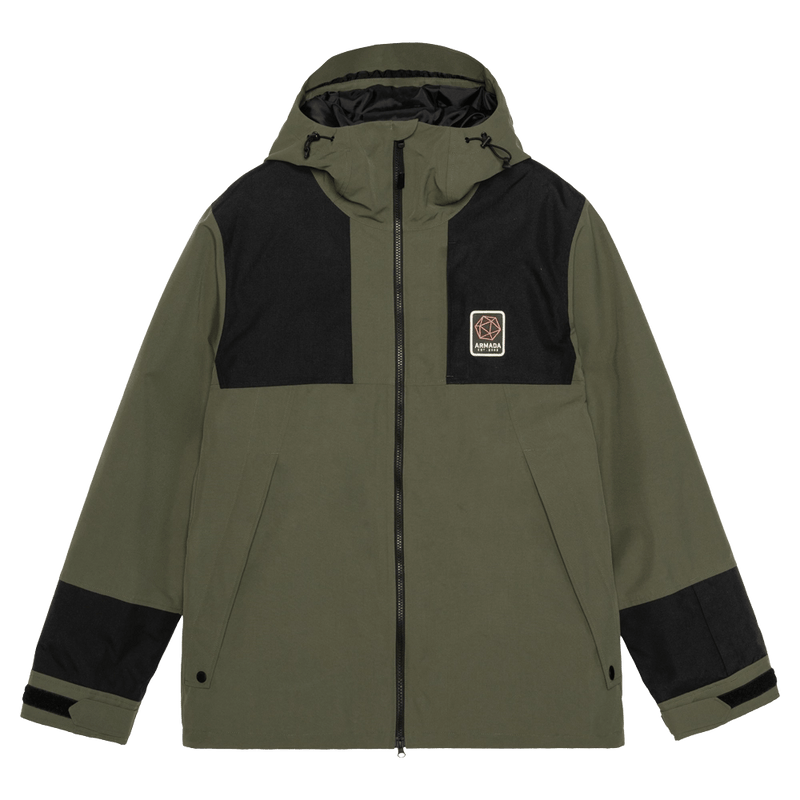 Main view of the Armada Bargs 2L Insulated Jacket in Olive colourway, unisex's model