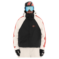Front view of the Armada Gansett 2L Insulated Jacket in black, cream and faded rose colourway, unisex's model