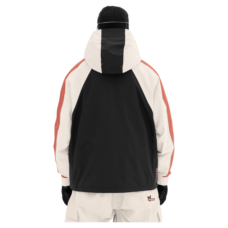 Back view of the Armada Gansett 2L Insulated Jacket in black, cream and faded rose colourway, unisex's model
