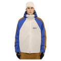 Front view of the Armada Gansett 2L Insulated Jacket in cream, dazzler and golden brown colourway, unisex's model
