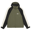 Front view of the Armada Gansett 2L Insulated Jacket in olive, black and cream colourway, unisex's model