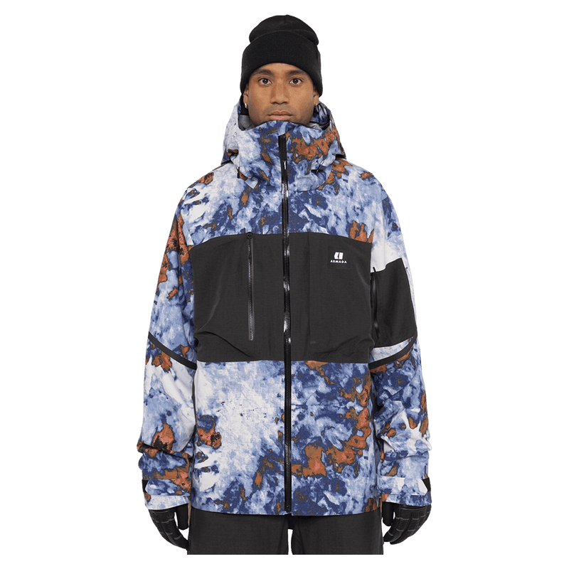 Front view of the Armada Grands 3L Jacket in acid house and black colourway, men's model