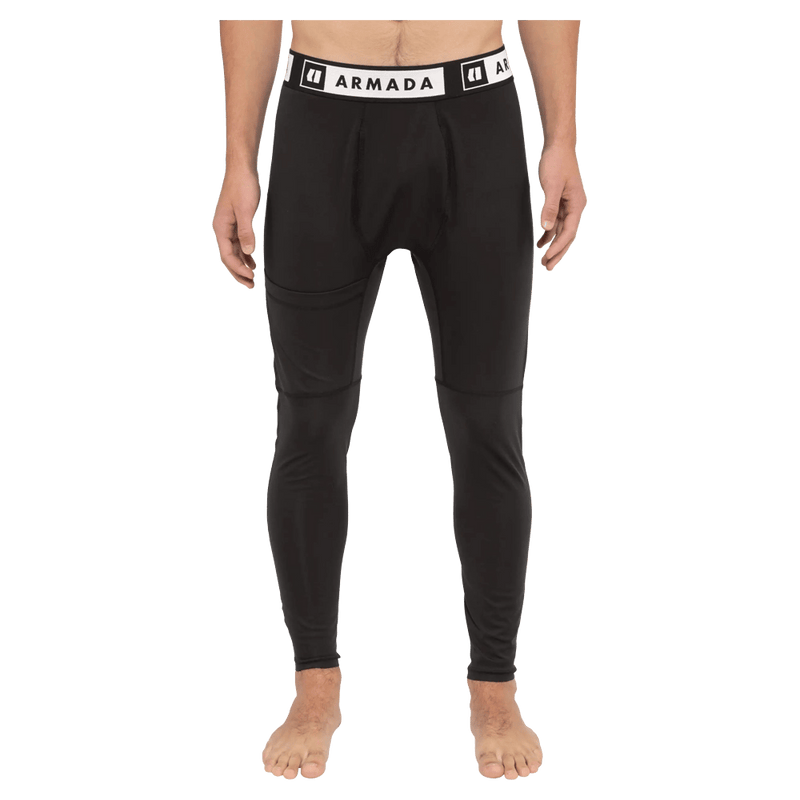 Front view of the Armada Hoopler Baselayer Bottom in Black colourway, unisex's model