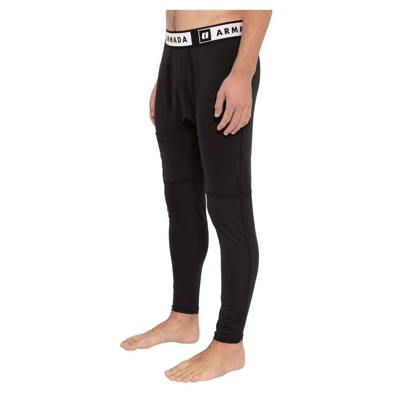Side view of the Armada Hoopler Baselayer Bottom in Black colourway, unisex's model