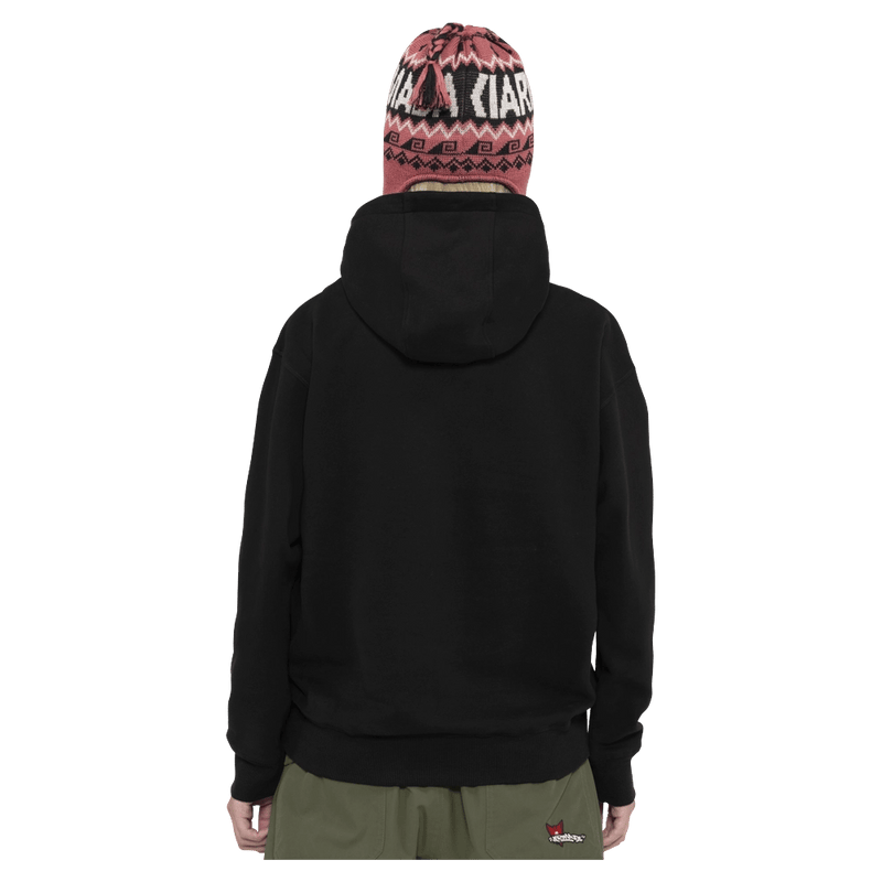 Back view of the Armada Icon Hoodie in Black colourway, unisex's model