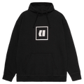 Main view of the Armada Icon Hoodie in Black colourway, unisex's model