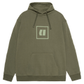 Main view of the Armada Icon Hoodie in Olive colourway, unisex's model