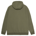 Back view of the Armada Icon Hoodie in Olive colourway, unisex's model
