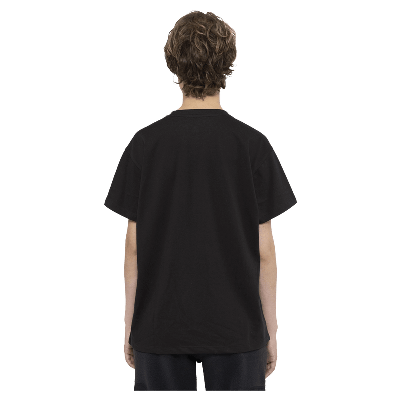 Back view of the Armada Icon Tee in Black colourway, unisex's model