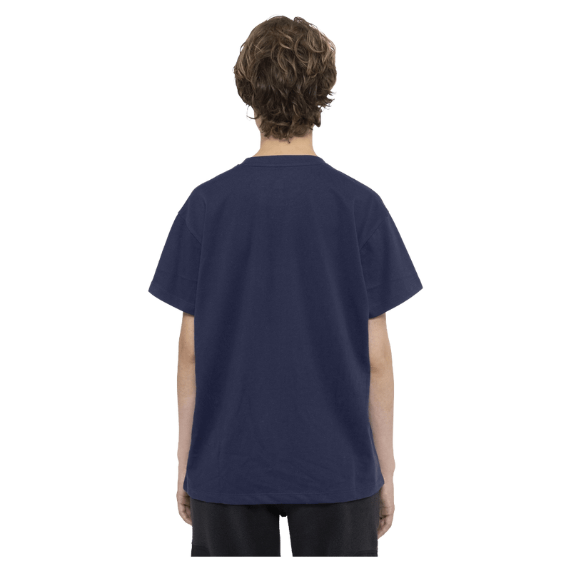 Back view of the Armada Icon Tee in Navy colourway, unisex's model