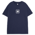 Main view of the Armada Icon Tee in Navy colourway, unisex's model