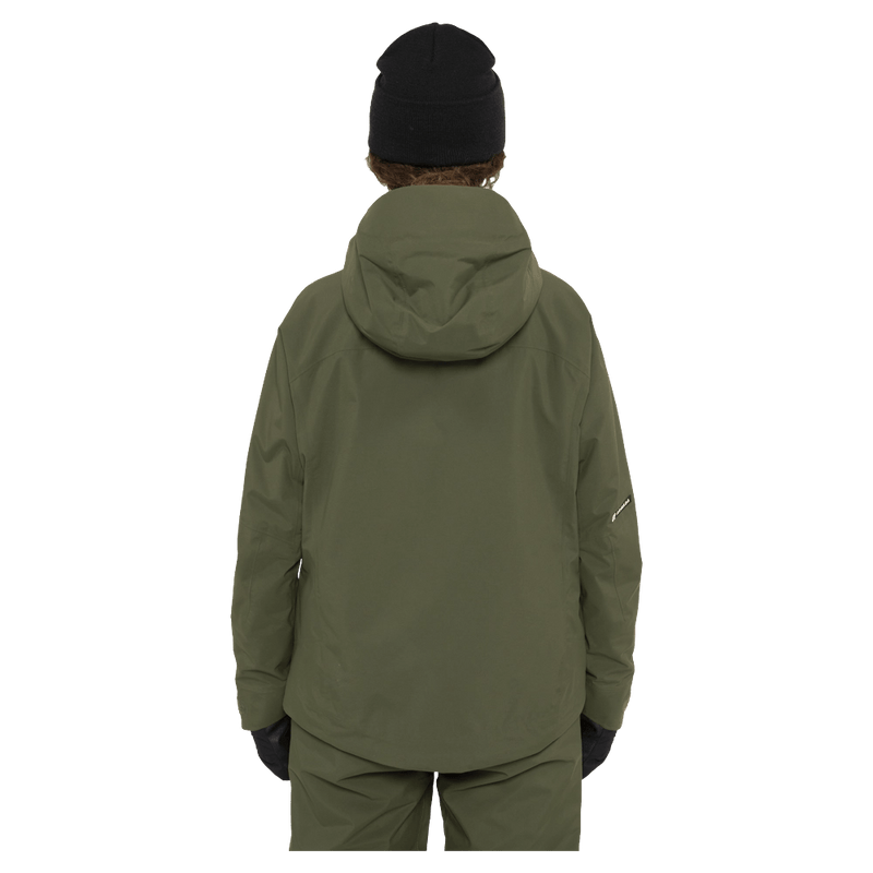 Back view of the Armada Kata 2L Jacket in Olive colourway, womens's model