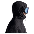 Hood view of the Armada Locator Stretch Insulator in black colourway, unisex's model
