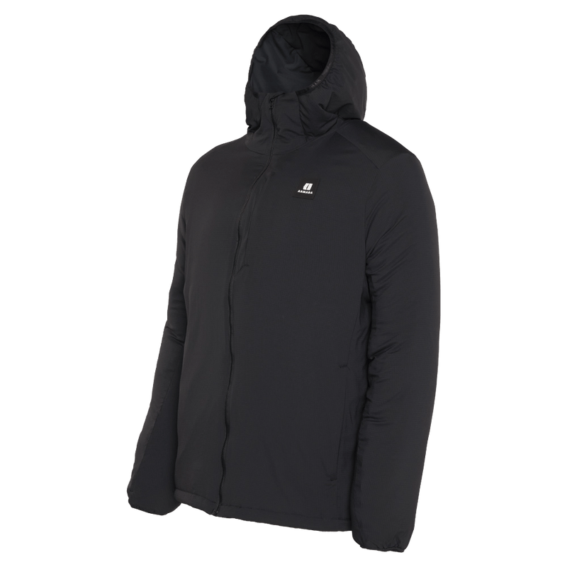 Side view of the Armada Locator Stretch Insulator in black colourway, unisex's model