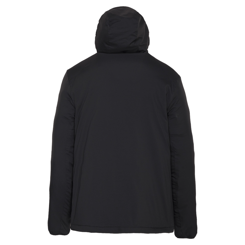 Back view of the Armada Locator Stretch Insulator in black colourway, unisex's model