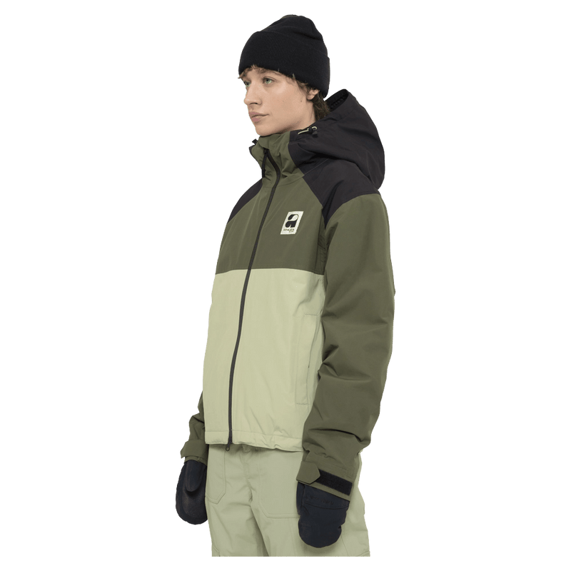 Side view of the Armada Nylie 2L Insulated Jacket in Olive colourway, women's model