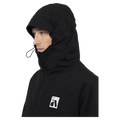 Hood view of the Armada Reedy 2L Jacket in Black colourway, men's model