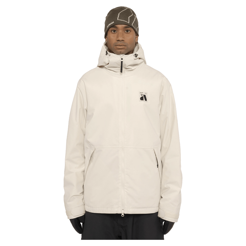 Front view of the Armada Reedy 2L Jacket in Cream colourway, men's model