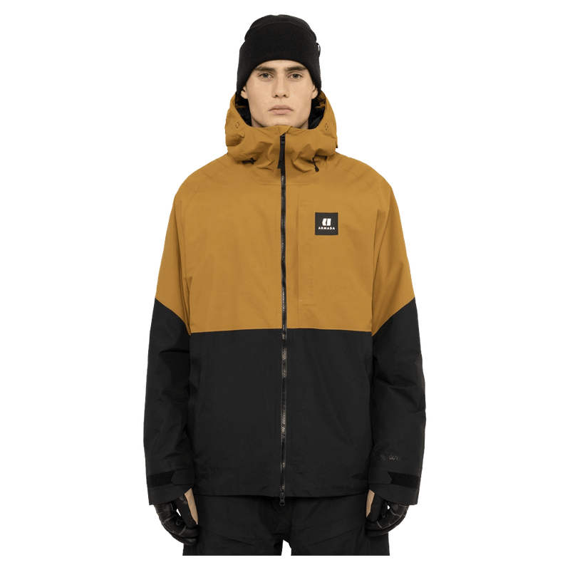 Front view of the Armada Romer 2L Jacket in Golden Brown colourway, men's model