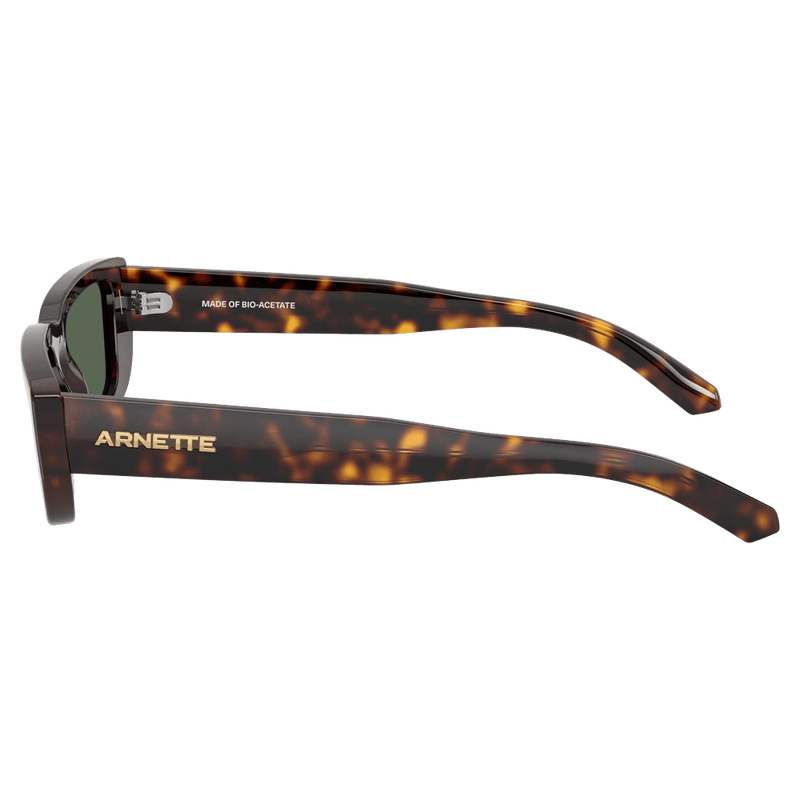 Side view of the Arnette AL Sunglasses in Dark Havana, Dark Green lens, unisex model