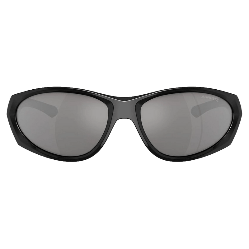 Front view of the Arnette Ilum 2.0 Sunglasses in Black Silver Flames, Light Grey Mirror lens, unisex model