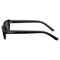 Side view of the Arnette Jet Sunglasses in Matte Black, Dark Green lens, unisex model