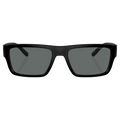 Front view of the Arnette Phoxer Sunglasses in Matte Recycled Black, Polar Dark Grey lens, unisex model