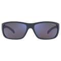Front view of the Arnette Uka-Uka Sunglasses in Matte Blue, Dark Grey mirror Water Polar lens, unisex model