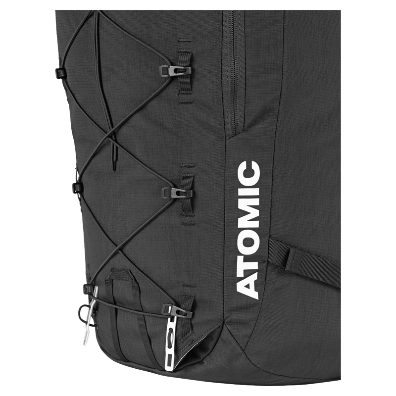 Detail view of the Atomic BACKLAND FR 32+ Backpack in Black colourway, unisex model