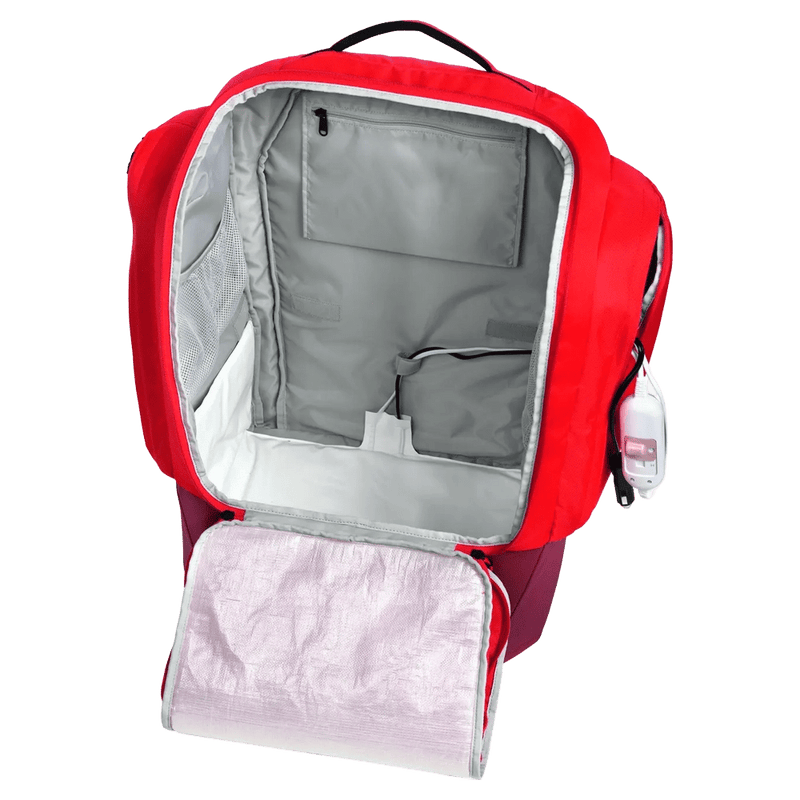 Inside view of the Atomic RS Heated Boot Bag in Red colourway, unisex model