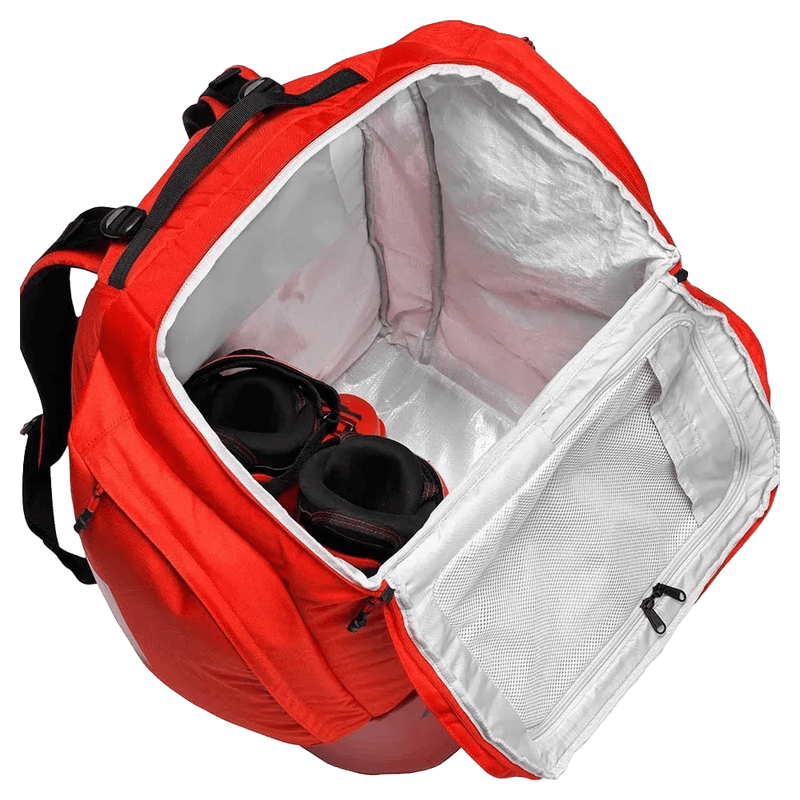 Inside view of the Atomic Rs Pack 90L Boot Bag in Red colourway, unisex model
