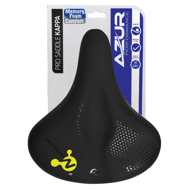 Alternative view of the Azur Kappa Pro Memory Foam Bike Seat in Black colourway, unisex model